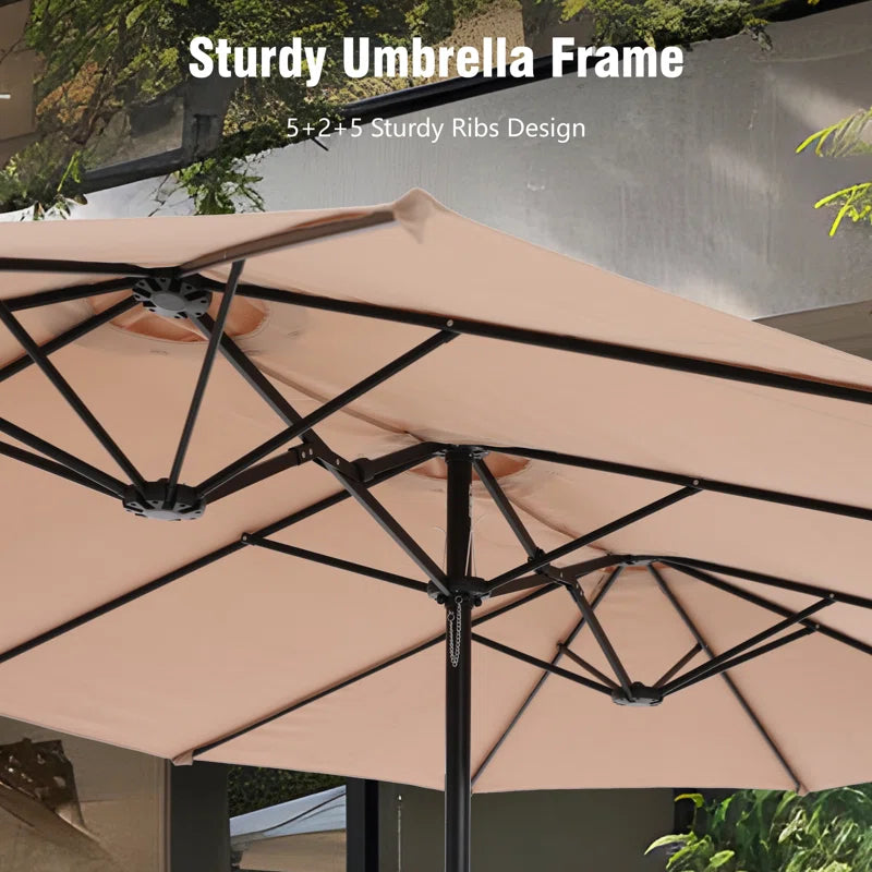 Nyasia 15 Ft X 9 Ft Rectangular Market Umbrella with Base