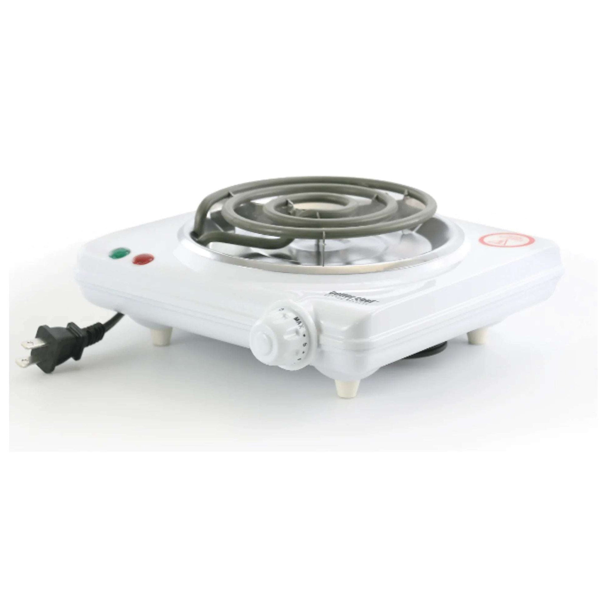 Better Chef Electric Countertop single electric coil burner with adjustable knob and white enamel body