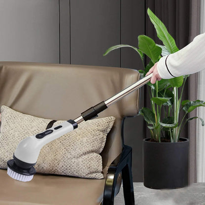 Electric Spin Scrubber, Cordless Bath Tub Power Scrubber with Long Handle & 6 Replaceable Heads, Detachable as Short Handle, Shower Cleaning Brush Household Tools for Bathroom & Tile Floor